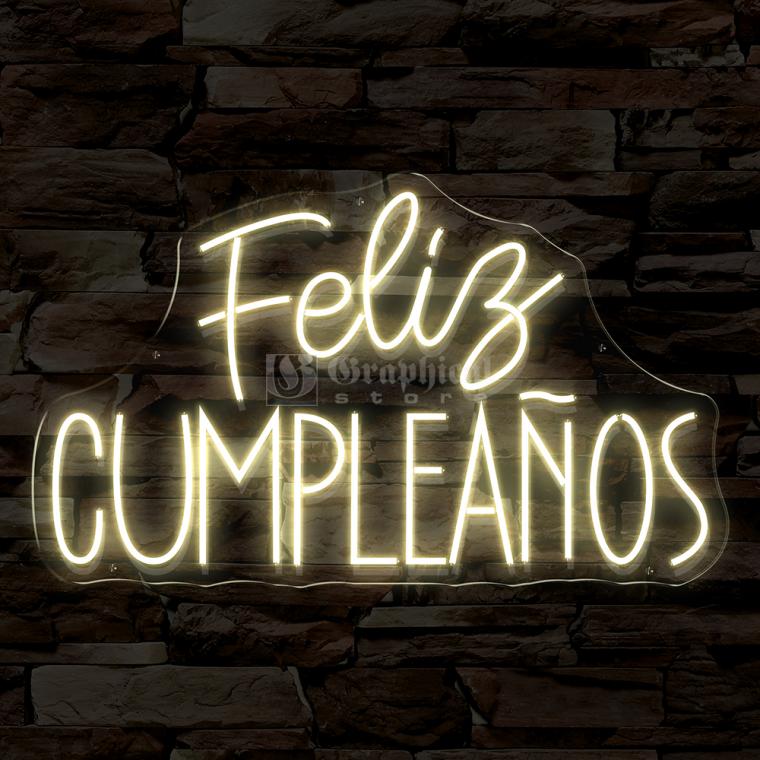 Feliz Cumpleaños en Neon Flex Calido M1