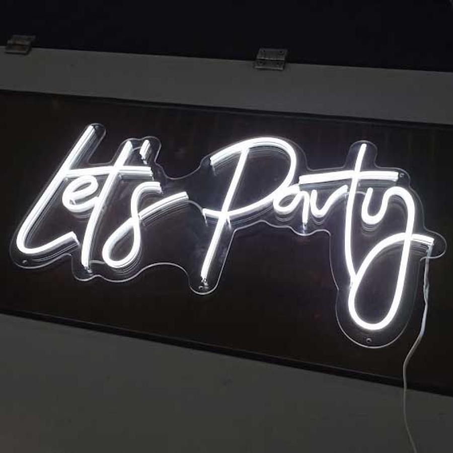 Lets Party en Neón Flex Blanco