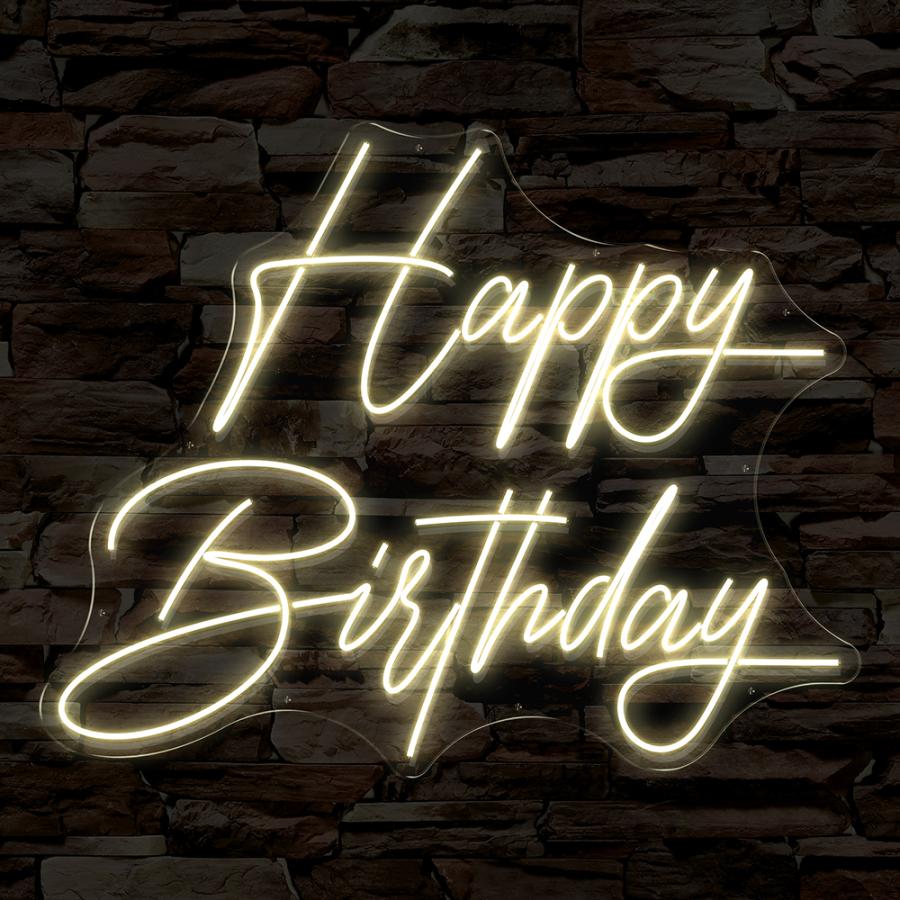 Neon Happy Birthday M08 Calido